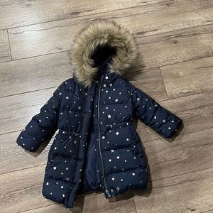 GAP 4t down puffer jacket coat with fur hoodie